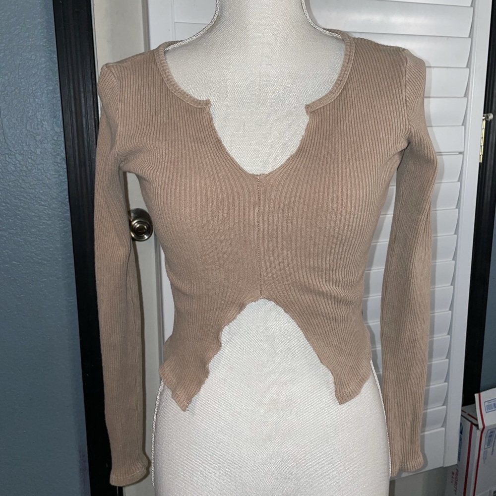 Beige cut top